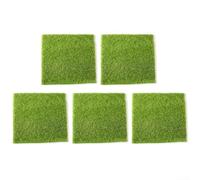Artificial Lawn Grass Plastic, 5Pcs Green Realistic Life-Like Fairy Grass Miniature Garden Ornament Decoration For Dollhouse(15x15cm)