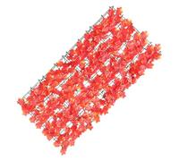Artificial Leaf Fence Thanksgiving Red Plastic Cloth Patio Decor | Lifelike Maple Leaves, Natural Look and UV Resistance, Quick Install for Walls, Trellises and Apartments