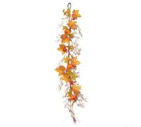Artificial Leaf Pumpkin Vine Garland for Autumn and Halloween, 100cm Silk Cloth Craft, Adds Warm Seasonal Ambiance to Home and Parties