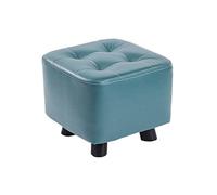 Artificial Leather Ottoman Stool with Solid Wooden Leg, Sponge Padded Seat, Change Shoe Footrest for Living Room Bedroom (Color : Green, Size : 11.81x11.81x9.84'')