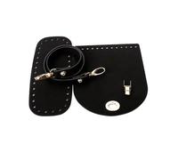 Artificial Leather Shoulder Bag Bottom Strap Replacement for DIY Knitting Crochet Handbag Sewing Accessories,Black,1Set