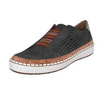 Artificial Leather Slip On Shoes for Women Openwork Casual Outdoor Sneaker Hands-Free Flat Non-Slip Trainers Lightweight Breathable Comfortable Sneakers Retro Durability Sneakers for Workout Black