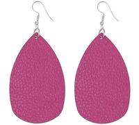 Artificial Leather Water Drops Teardrop Earrings Dangles Simple Elegant Solid Color Snake Skin Frosted Xmas Gift Ladies Jewelry Accessories (Hot Pink) Professional process