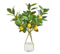Artificial Lemon Branches 4PCS Faux Lemon Tree Stems With Bendable Silk Leaves And Foam Lemons For Vase And Floral Arrangements Suitable For Kitchen And Dining Room Decor