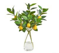 Artificial Lemon Branches 4PCS for Vase Arrangements with Bendable Stems Foam Citrus and Silk Leaves for Modern Rustic and Farmhouse Decor