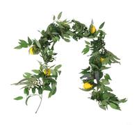 Artificial Lemon for willow Leaf Vine 180cm Green PPC Artificial | 180cm Length For Table Or Wall Decor, Lemon Accents With Mixed Green Leaves, PPC Material Artificial Vine