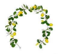 Artificial Lemon Garland 5.7ft/6.5ft Spring Fruit Wreath Vine with Fake Lemon Green Leaves(Style 1: 5.7ft)