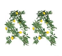 Artificial Lemon Garland Encrypted Greenery and Flowers, Foam and Plastic Vine for Table, Wall or Door Decoration, Realistic Yellow Lemons for Home, Café, Wedding Venue Seasonal Décor