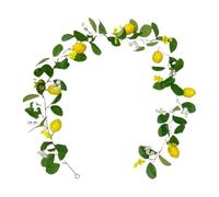Artificial Lemon Garland - Realistic Foam Lemons & Cloth Leaves - Spring/Summer Decor for Doors, Weddings, Cafés - Indoor/Outdoor Use (Length: 1.75m)