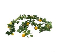 Artificial Lemon Garland with Eucalyptus Leaves, 1.75m/5.74ft or 2m/6.5ft Fake Lemon Vine for Wedding, Party, Holiday and Home Table Décor, Green and Yellow Rattan Floral Decoration(6.5FT)