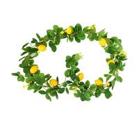 Artificial Lemon Garland with Eucalyptus Leaves, 2m/6.5ft, Realistic Decoration for Table and Wedding, Yellow/Green (Style 2: 6.5ft)