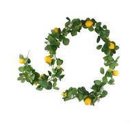 Artificial Lemon Garland with Eucalyptus Leaves, 2m/6.5ft, Realistic Decoration for Table and Wedding, Yellow/Green (6.5ft)