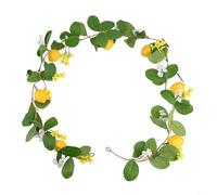 Artificial Lemon Garland with Eucalyptus Leaves, 2m/6.5ft, Realistic Decoration for Table and Wedding, Yellow/Green (Style 1: 5.7ft)