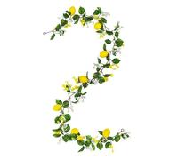 Artificial Lemon Garland With Yellow Fruit Vines, Spring Summer Greenery Wreath for Front Door, Wall, Mantle, Wedding, Party, Table Decorations (Fewer Leaves)