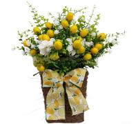 Artificial Lemon Hanging Basket 43x28cm Plastic Farmhouse