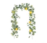 Artificial Lemon Vine with Eucalyptus Leaves, 180cm Faux Ivy Garland for Wedding Arch, Realistic Silk Fruit Vine Hanging Plant for Outdoor Garden Decor and