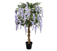 GreenBrokers Premium Artificial Wisteria Tree 130cm Potted Plant, Lilac 4ft