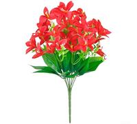 Artificial Lily Flower Bouquet with Lifelike Petals for Wedding Venue Decor Dining Room Accent and Studio Props (Bright Red)