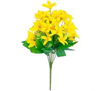 Artificial Lily Flower Bouquet with Lifelike Petals for Wedding Venue Decor Dining Room Accent and Studio Props (Yellow)