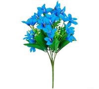 Artificial Lily Flower Bouquet with Lifelike Petals for Wedding Venue Decor Dining Room Accent and Studio Props (Blue)