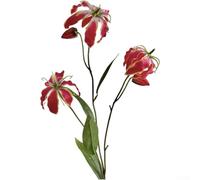 Artificial Lily Flowers 80cm Silk Gloriosa Lilies for Living Room Table Decoration Wedding Centerpiece Home Decor Orange Red White 3 Pack(3pcs Red)
