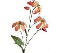 Artificial Lily Flowers 80cm Silk Gloriosa Lilies for Living Room Table Decoration Wedding Centerpiece Home Decor Orange Red White 3 Pack(3pcs Orange)
