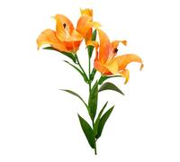 Artificial Lily Spray - 3 Orange Stem - Realistic Looking Flowers