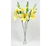 Artificial Lily Spray - 3 Stems in Yellow - Realistic Looking Flowers