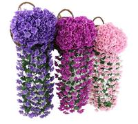 Artificial Living Wall Panels, 2PCS Artificial Violet Hanging Flower Vines Plastic Fake Flowers(Pink)