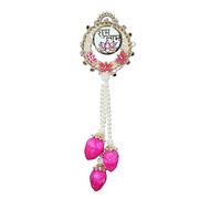 Artificial Lotus Flower Shubh Labh Bandanwar Door Hangings Wall with Beads for Festival decor Decorations New Year Handcrafted Toran for Religious Showpiece for Home Decor (Size:-18")(pink)