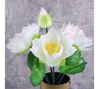 Artificial Lotus Flower Silk Fake Water Plant for Pond(White)