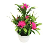 Artificial Lotus with Leaves Simulation Potted Fake Plant Small Bonsai Desktop Ornaments Indoor Outdoor Home Office Decoration