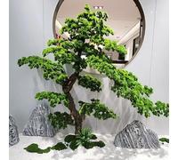 Artificial Luohansong Pine Tree - Large Realistic Fake Welcoming Pine for Hotel Lobby, Restaurant Entrance, Porch & Courtyard Decoration - UV Resistant Faux Landscaping Tree with Natural Trunk Simulat