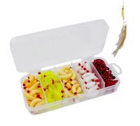 Artificial Maggot Lure Kit - 125PCS Panfish Grub Baits, Wax Jigs | Ice Trout Crappie Bluegill Perch Fishing Tackle Assorted Silicone Mini Bait Collection Fishing Stock Packs