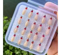 Artificial Maggot Soft Bait by Jiangchui for Fly Fishing For Trout Bass Crappie Featuring Silicone Material and Realistic Movement to Enhance Fishing Success (20PCS L Size Beige)