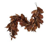 Artificial Magnolia Leaf Garland, Brown Magnolia Leaf Garland, 6ft Autumn Rustic Fall, For Fireplace Mantel, Christmas, And Thanksgiving Decorations