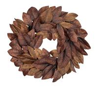 Artificial Magnolia Wreath for Front Door, 55CM Autumn Wreath Fall Decor | Brown Rustic Magnolia Leaf Wreaths with Pine Cones for Farmhouse Porch Wall Mantel Thanksgiving Autumn Decorations