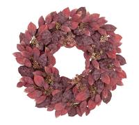 Artificial Magnolia Wreath for Front Door, 55CM Autumn Wreath Fall Decor | Burgundy Magnolia Leaf Wreaths with Berries for Farmhouse Porch Wall Mantel Thanksgiving Rustic Autumn Decorations