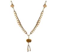 Artificial Mala Beaded Ribbon Garland Haar Mala for Idol-Mala for God Pooja Sringar Articles ornament Indian Traditional Laxmi Ganesh Idol Jewel Mala New year Decorations (size 10")(White & Brown)