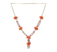 Artificial Mala Rose Flower Ribbon Garland Haar Small Mala for Idol with Bead God Statue Accessories Pooja Sringar Article Ornament Indian Traditional Festival New year Decor (Size:-12")(Orange)