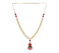 Artificial Mala Rose Flower Ribbon Garland Haar Small Mala Idol with Bead God Statue Accessories Puja Sringar Article Ornament Indian Traditional Festival New year Decorations (Size:-9")(White,Red)