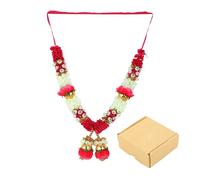 Artificial Mala Rose Flowers Ribbon Garland Haar Mala for Idol-Mala for God Statues Accessories Pooja Sringar Articles Ornament for Indian Traditional Diwali Decorations (Size:-11") (Dark Pink)