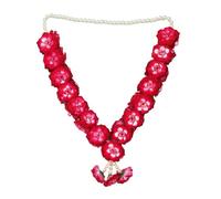 Artificial Mala Rose Flowers Ribbon Garland Haar Mala for Idol-Mala for God Statues Accessories Pooja Sringar Articles Ornament for Indian Traditional Festival Decoration(Size:-14")(Pink with White)