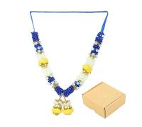 Artificial Mala Rose Flowers Ribbon Garland Haar Mala for Idol-Mala for God Statues Accessories Pooja Sringar Articles Ornament for Indian Diwali Decorations Festival (Size:-11") (Blue)