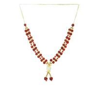 Artificial Mala Rudraksha Beads Ribbon Garland Large Mala for Idol-Mala God Statues Accessories Pooja Sringar Articles Ornament for Indian Traditional Navratri Ganesha Decor (Size:-9")(Brown,Golden)