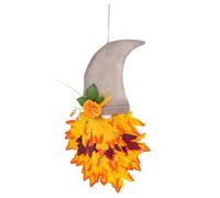 Artificial Maple Gnome Leaves Wreath on Fall Entrance Door | Autumn themed leaf door hanger,hanging decoration for home and farmhouse entrance door wall decoration