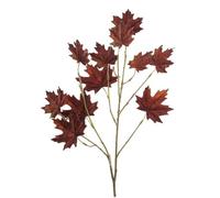 Artificial Maple Leaf Branch, Stem of Artificial Red Maple Leaves, Brown Leaf Bunch, Realistic Faux Dark Red Leaf Spray, Realistic Stem of Red Leaves, Realistic Likelike Fake Greenery Decoration