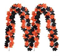 Artificial Maple Leaf Garland 200cm Black Orange