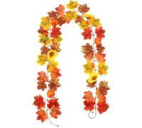Artificial Maple Leaf Garland Fake Fallen Leaves Autumn Decor Rattan For Thanksgiving Decor Wedding Halloween Xmas Festivals