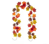 Artificial Maple Leaf Garland Orange Silk with Sunflowers Artisan